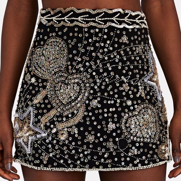 LoveShackFancy Dresses & Skirts - LoveShackFancy Lani Sequined Embellished Crepe Mini Skirt